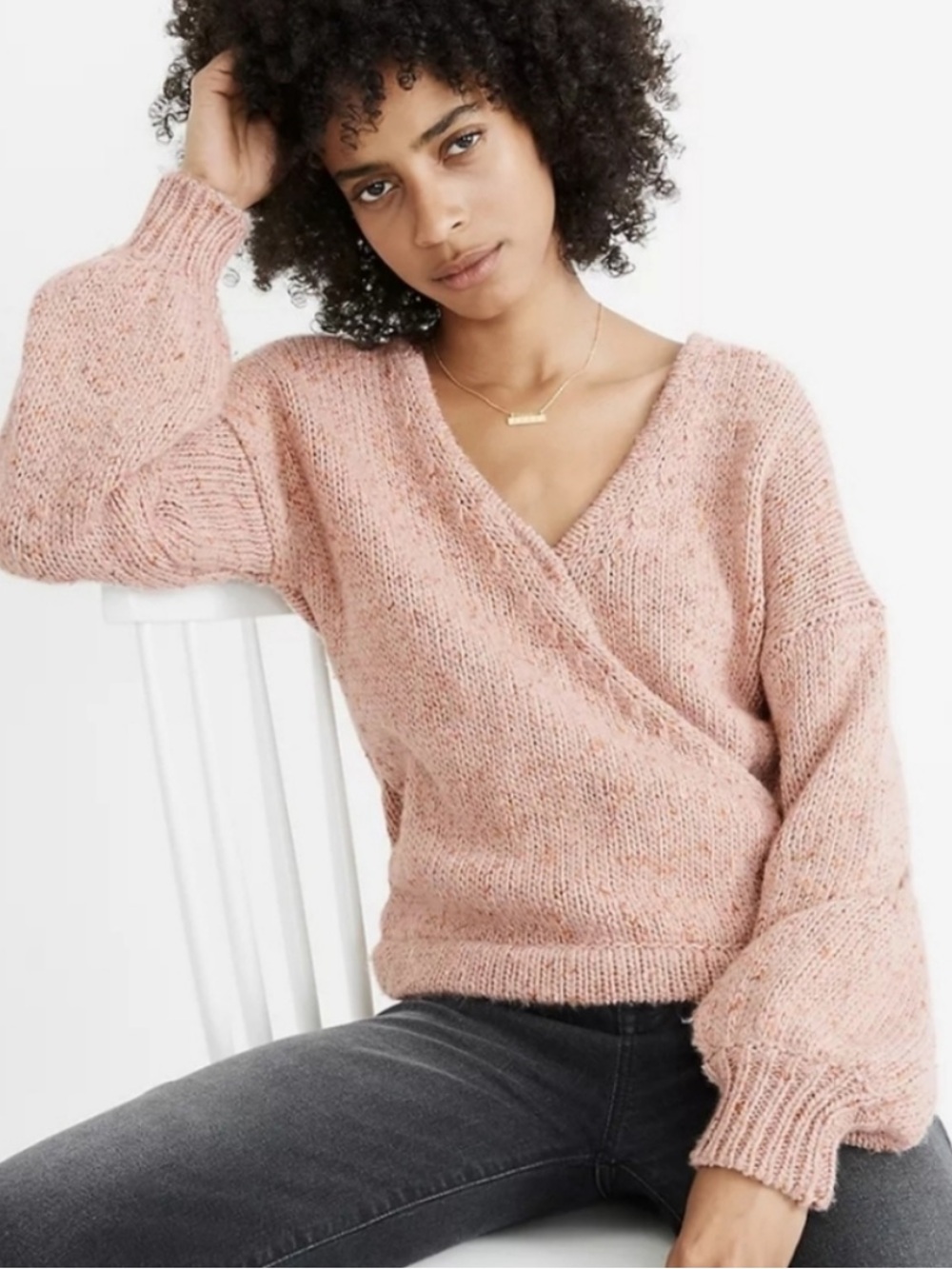 Madewell Beresford Wrap-Front Pullover Sweater